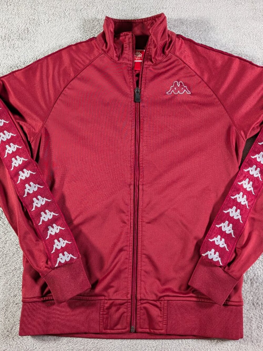 Kappa Omini Track Jacket Men's S Maroon Full Zip Sweater Logo Sleeves